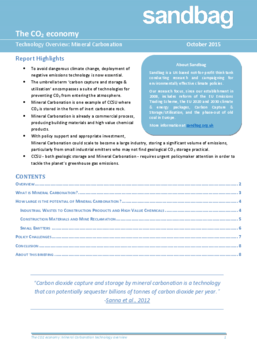 The CO2 Economy – Mineral Carbonation Technology Overview