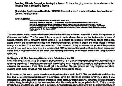 Event Note: What's happening on emissions trading in China?