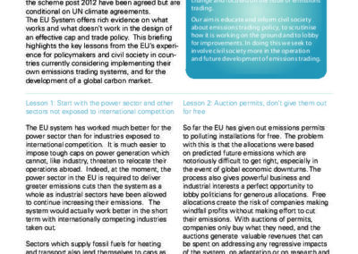 Lessons learned from the ETS